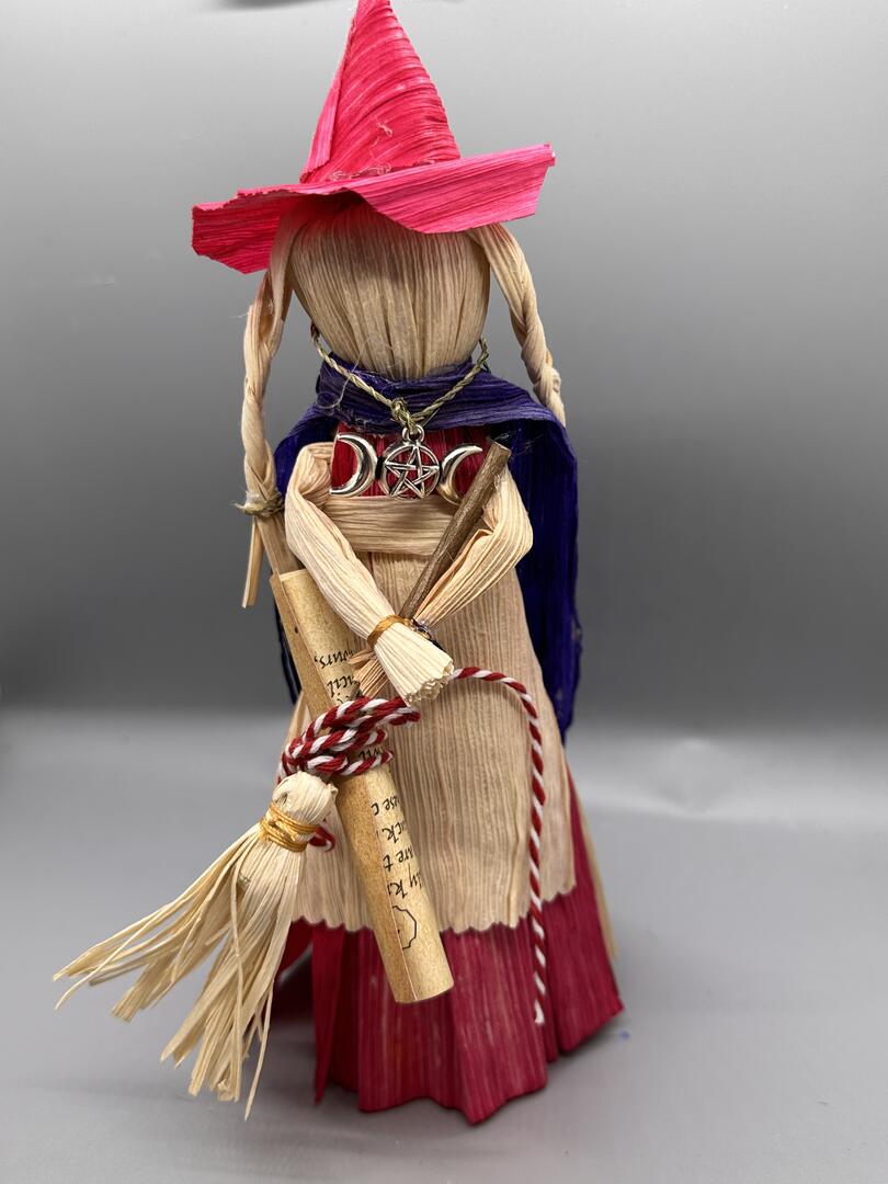 Kitchen Witch:  Red, orange and purple